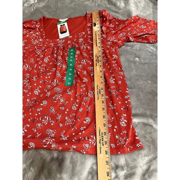 Lucky Brand Womens size XL top orange liberty floral print square neckline - Picture 6 of 12